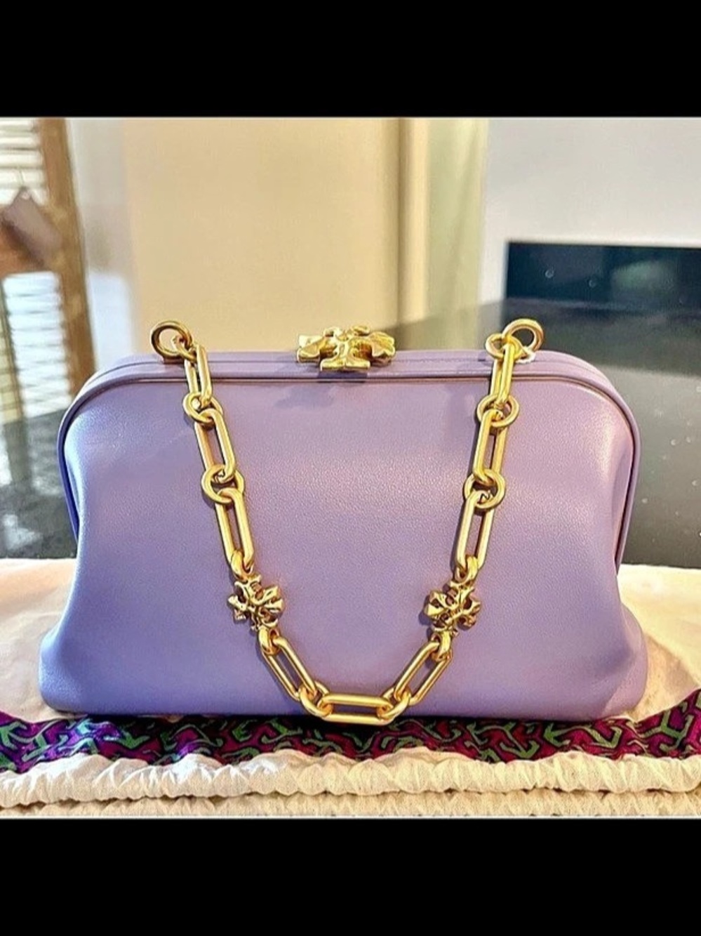 Tory Burch Cleo Small Bag Shoulder Bag in Purple
